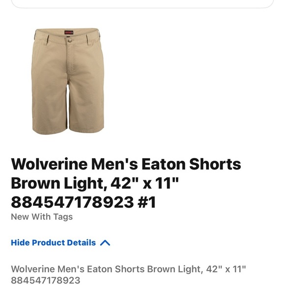 NWT Mens Wolverine Shorts Eaton Ripstop Style Khaki W44 L11 New With Tags🔥🔥 - Picture 2 of 3
